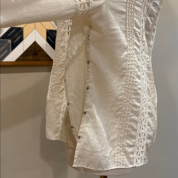 Vintage Ralph Lauren Ivory Bateau Neck Lace Top size 10 - Picture 8 of 13